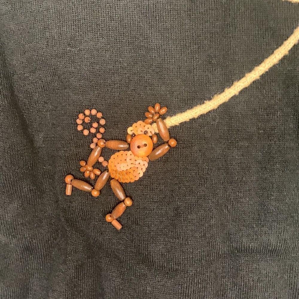 Bellepointe beaded monkey design sweater size L - Picture 5 of 9